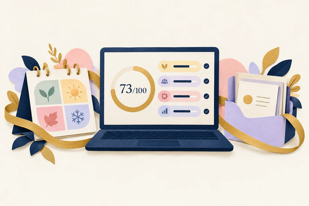 Plateforme Meridan : tableau de bord avec score de maturité et indicateurs par pilier